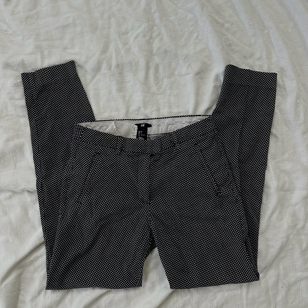 H&M Men's Black With White Polkadot  Dress Pants